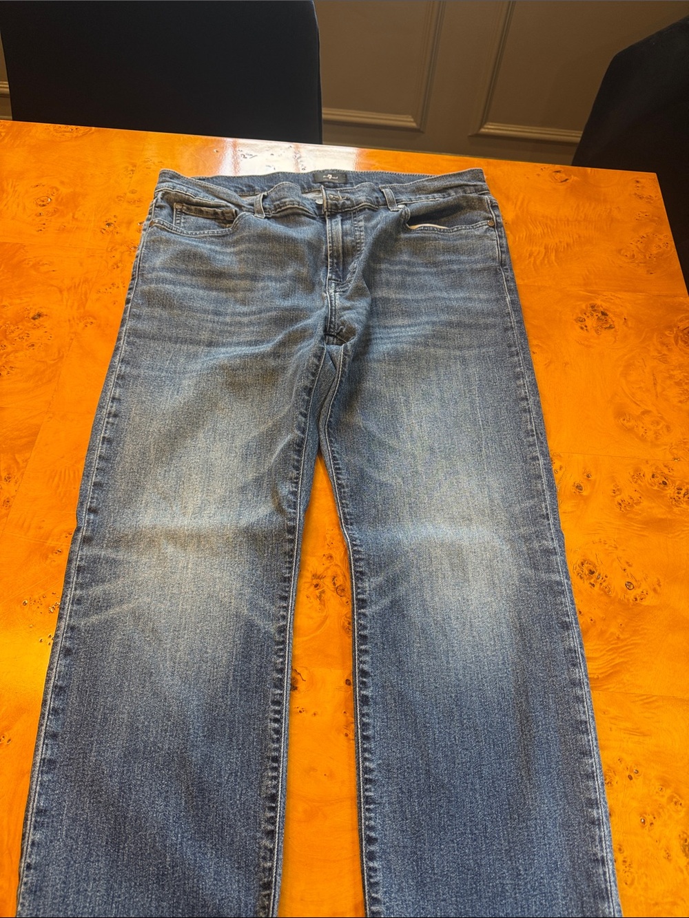 7 For All Mankind Men's Straight Fit Medium Blue Jeans